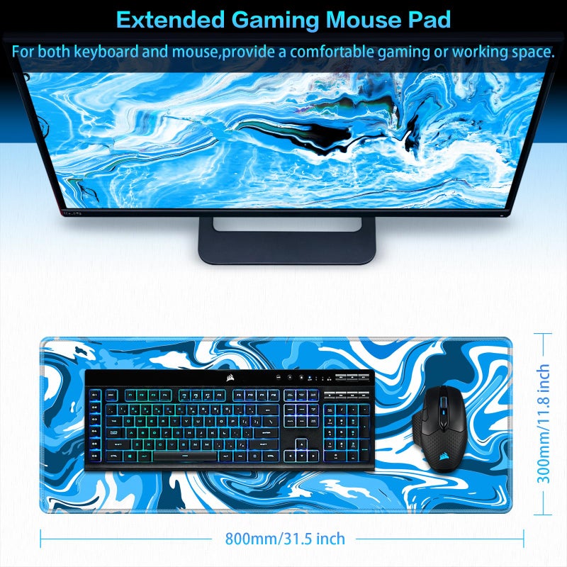 Canjoy Gaming Mouse Pad  Fluid Pattern Mouse Pad 31.5x11.8inch Large Extended Computer Mouse Mat Keyboard Full Desk Mousepad for Gaming  Office  Home - Image 2
